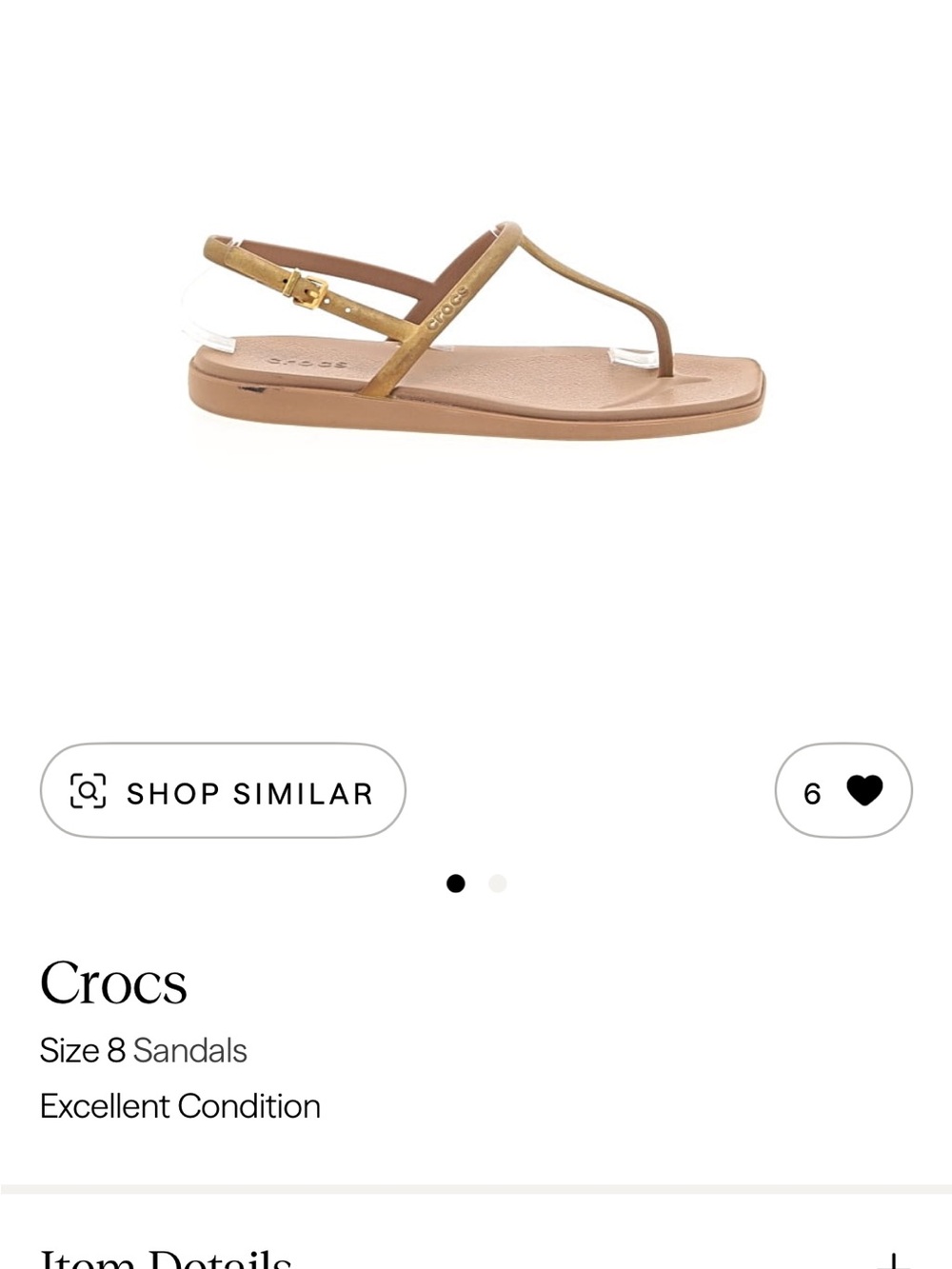CROCS Women's Tan Brown T-Strap Sandal
